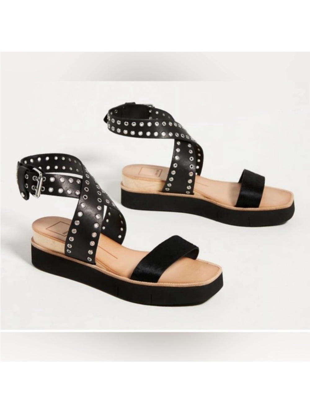 Dolce Vita Panko Stud Leather Sandal Cow Hide Strap Wedge Women’s 6.5